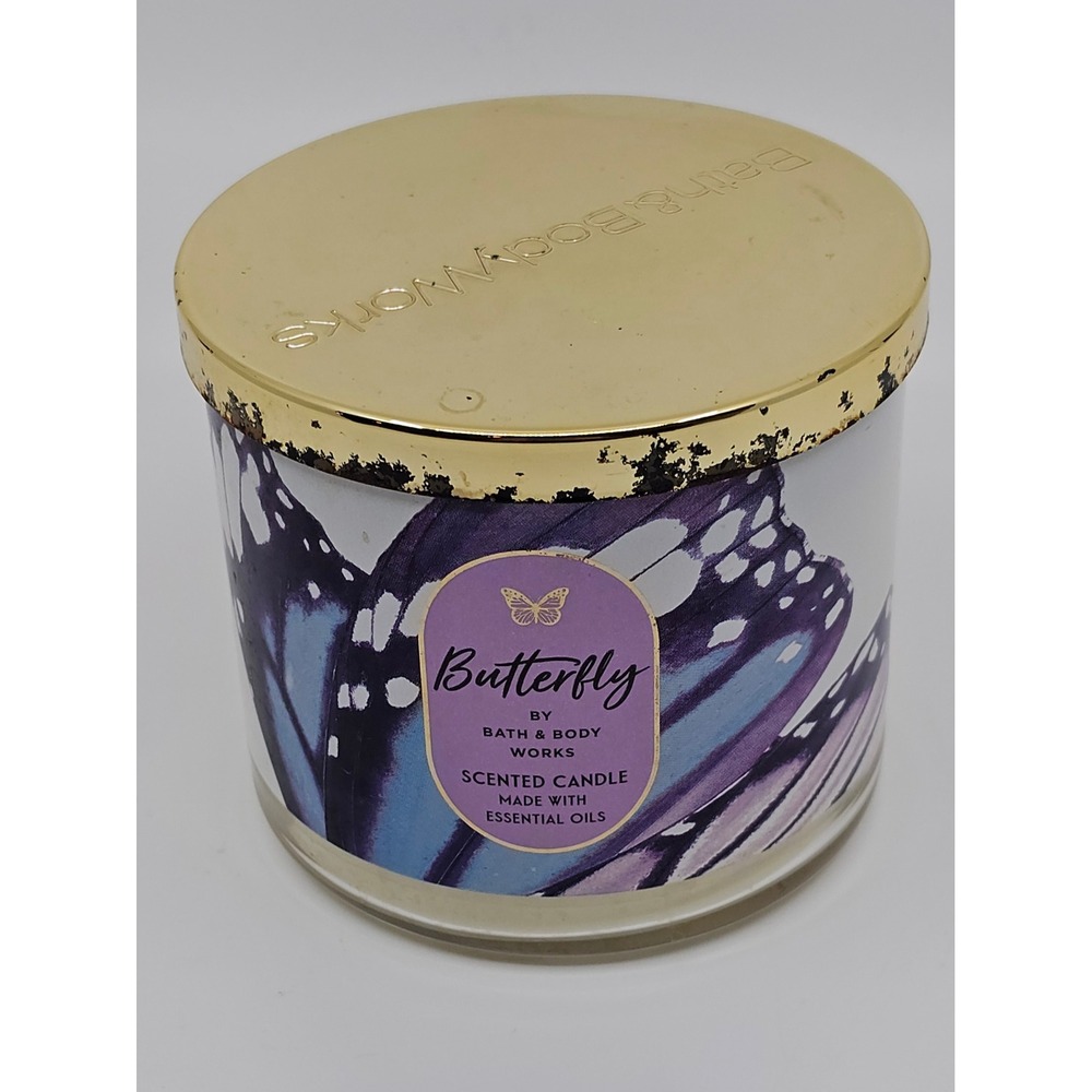 Bath & Body Works Butterfly 3-Wick Scented Candle 14.5oz Raspberry Iris Vanilla